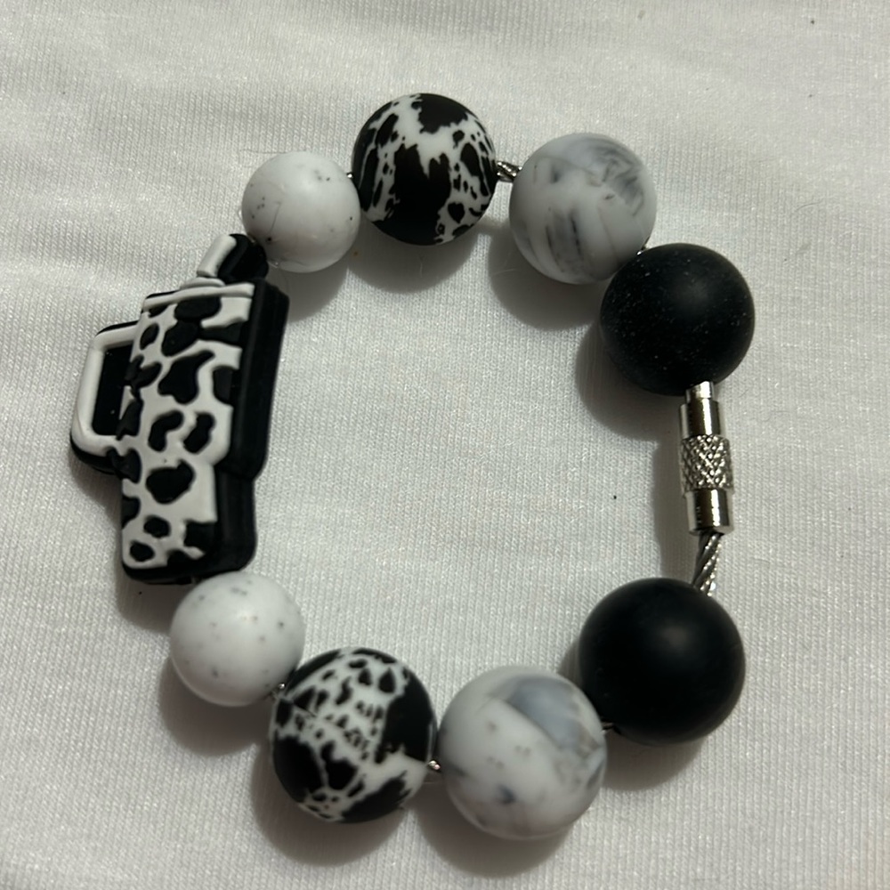 Black white cow print cup Charm for Stanley cup, luggage, purse, or backpack.
